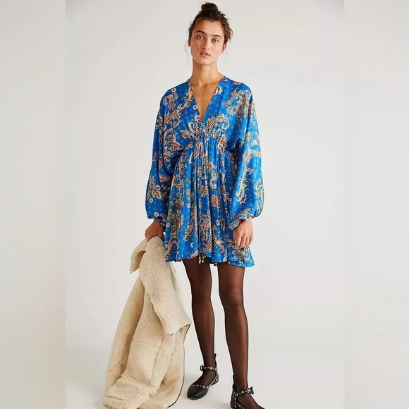 LAST PIECEPrinted Arzel Mini Dress in Botanical Combo Free People LAST PIECEPrinted Arzel Mini Dress in Botanical Combo Free People